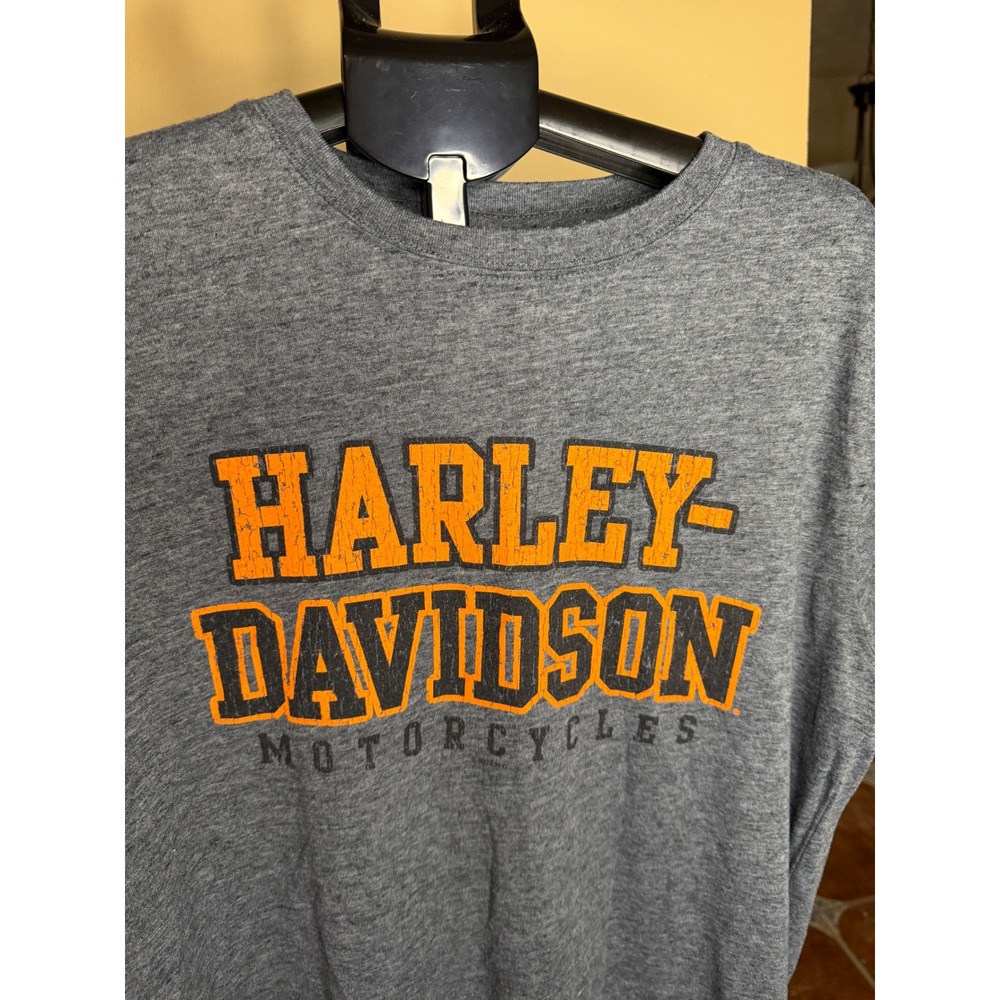 Harley-Davidson Grand Turk Graphic T-Shirt Mens Gray Orange Logo Tee